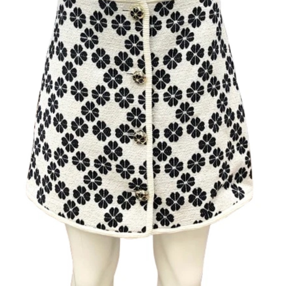 Kate Spade Black and White Embellished Mini Skirt